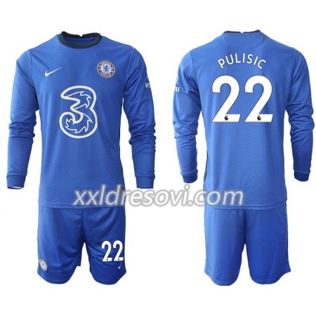 Chelsea Christian Pulisic 22 Domaći Dječji Komplet Dresovi za Nogomet 2020-2021 Dugim Rukavima (+ kratke hlače)